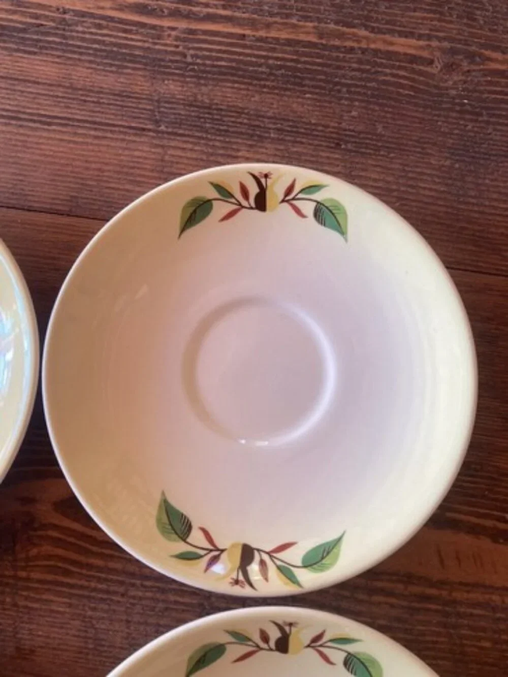 6 Teacup Saucers Taylor Smith Taylor Swiss Provincial 6” Yellow Antique 1952